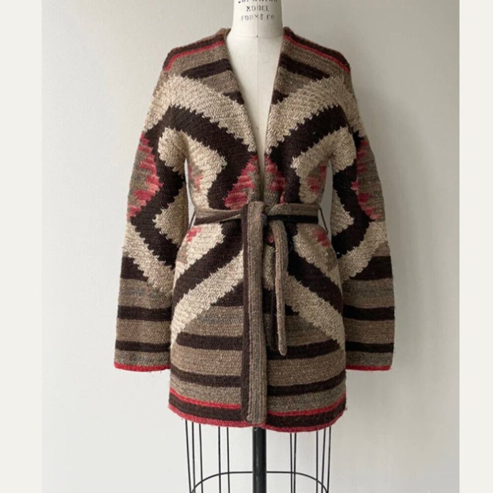 Vintage Ralph Lauren Wool Blend Southwest Aztec Pattern Cardigan Size Small
